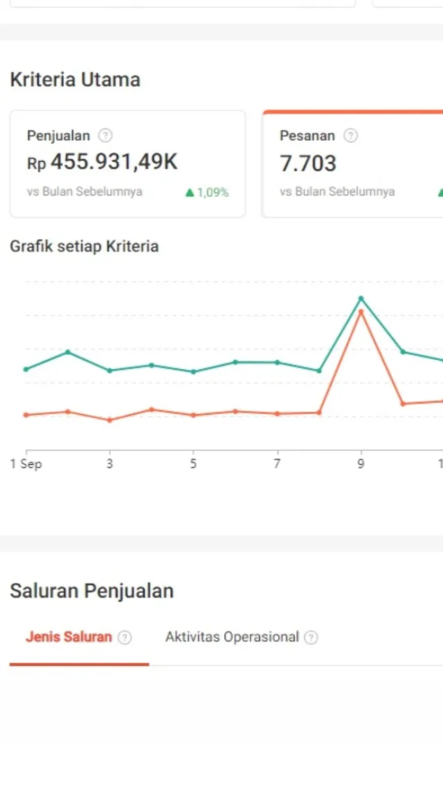 Marketplace seller dashboard showing sales and orders